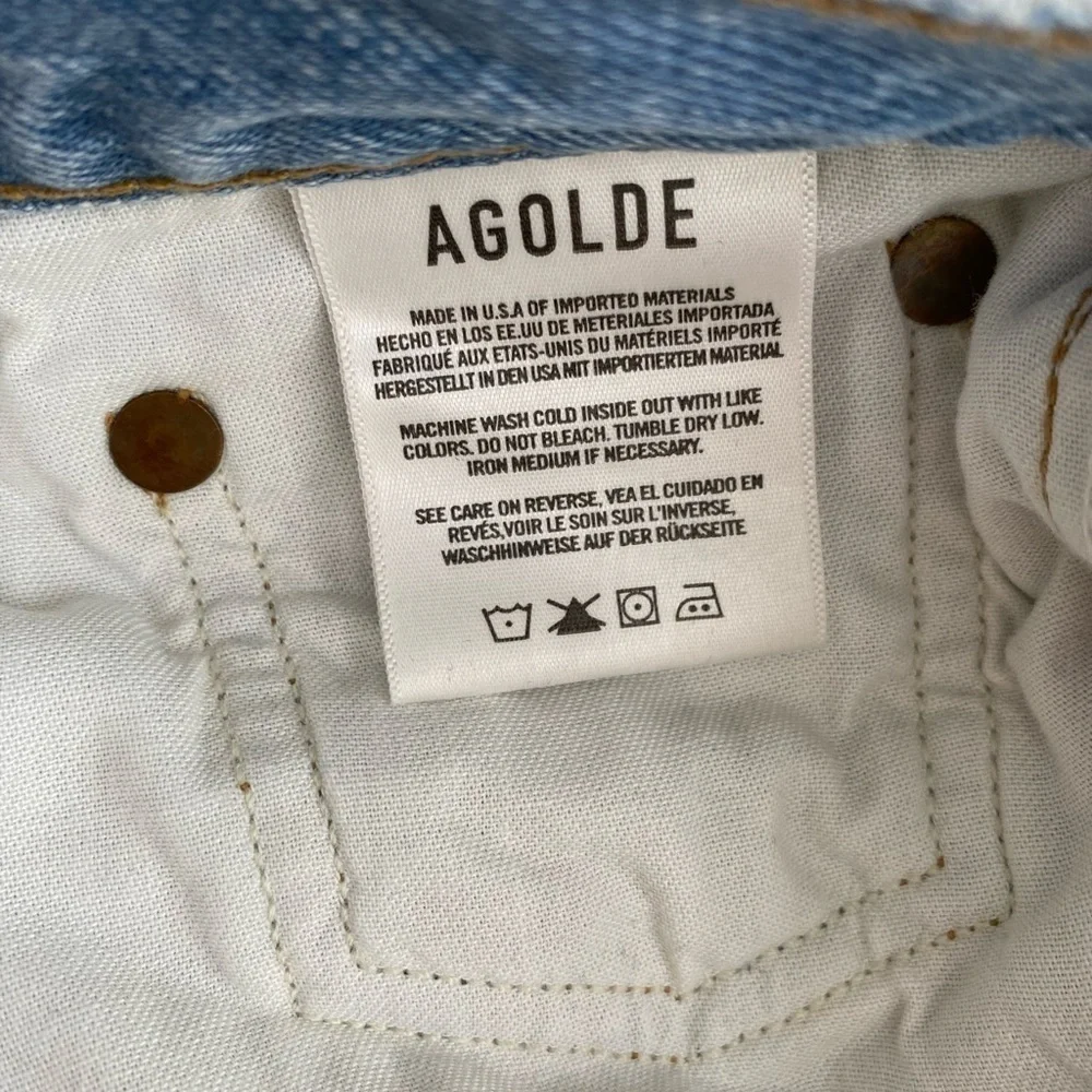 Agolde Riley High Rise Straight Leg Crop Jeans in Renewal Blue Size 32